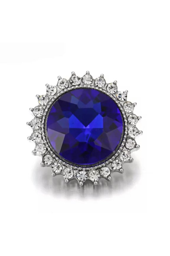10X Pretty Round Crystal Chunk Charm Snap Button Fit 18mm Snap Jewelry Making -Sapphire blue
