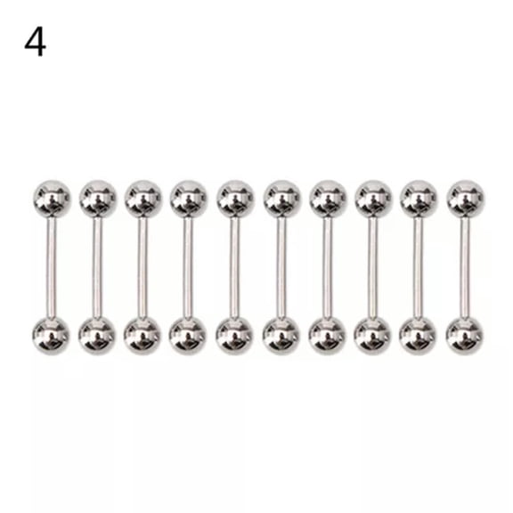 HOOUN 10X Stainless steel Ball Tongue Navel Nipple Barbell Bars Body Piercing Rings:yq-4#-1.2*10*4mm
