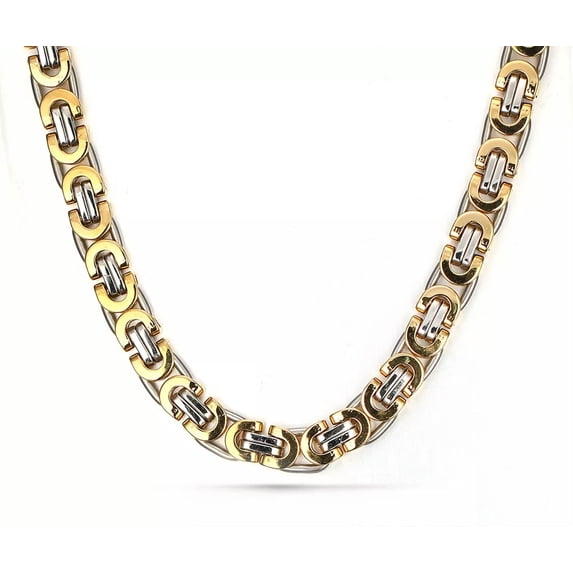 HOOUN 10mm 24inch Large Stainless steel Flat Byzantine chain Necklace Unisex Mens