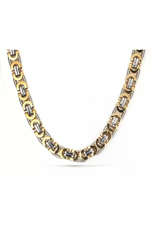 10mm 24inch Large Stainless steel Flat Byzantine chain Necklace Unisex Mens