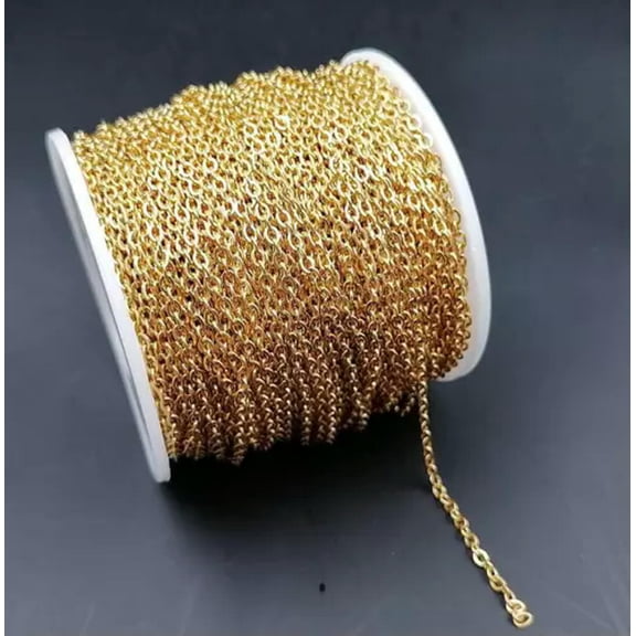 HOOUN 10mter Lot Stainless Steel Welding Joint Wire Chain Jewelry Findings Thin 1.5mm-1.5mm-gold