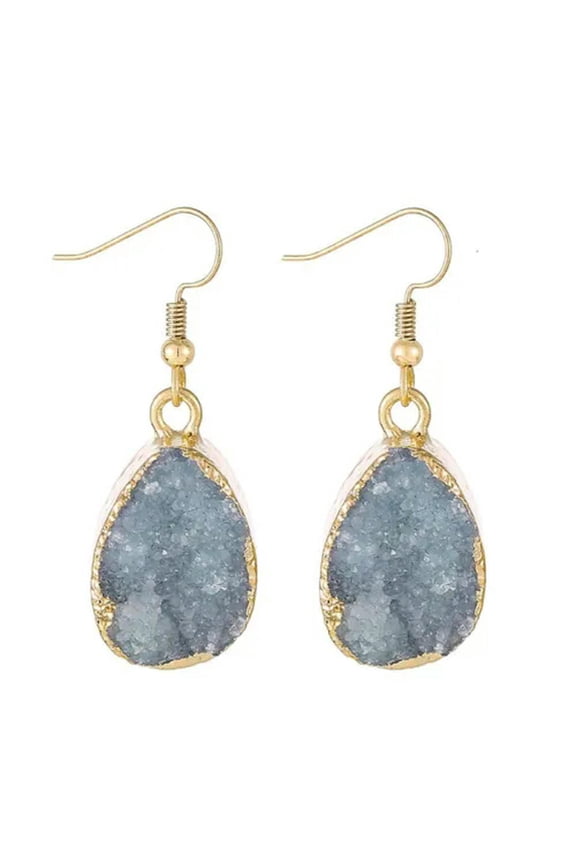 10pairs Natural Agate Stone Quartz Water Drop Dangle Earrings for Women Healing-Light Blue