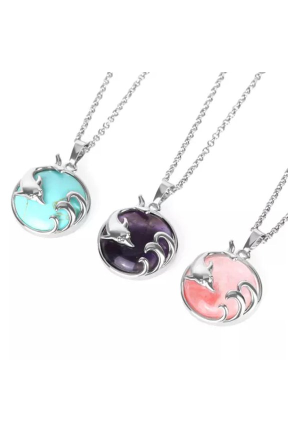 10pc Quartz Tiger Eye Gem Stone dolphin Pendants Prism Magic Reiki Chakra Amulet-Mixed Color