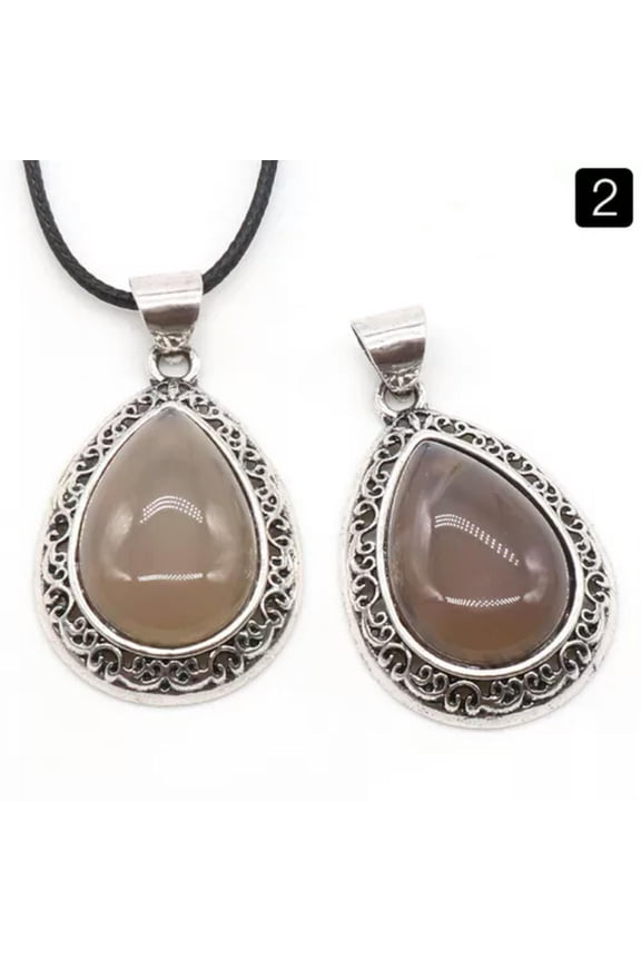 10pcs 39x27mm Natural Quartz Stone Drop Bead Pendants Reiki Healing Jewelry Gift-Gray Agate