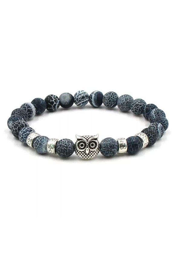 10pcs 8MM Black Frost Agate Bead Bracelet Weathered Stone Retro Beaded Bracelet