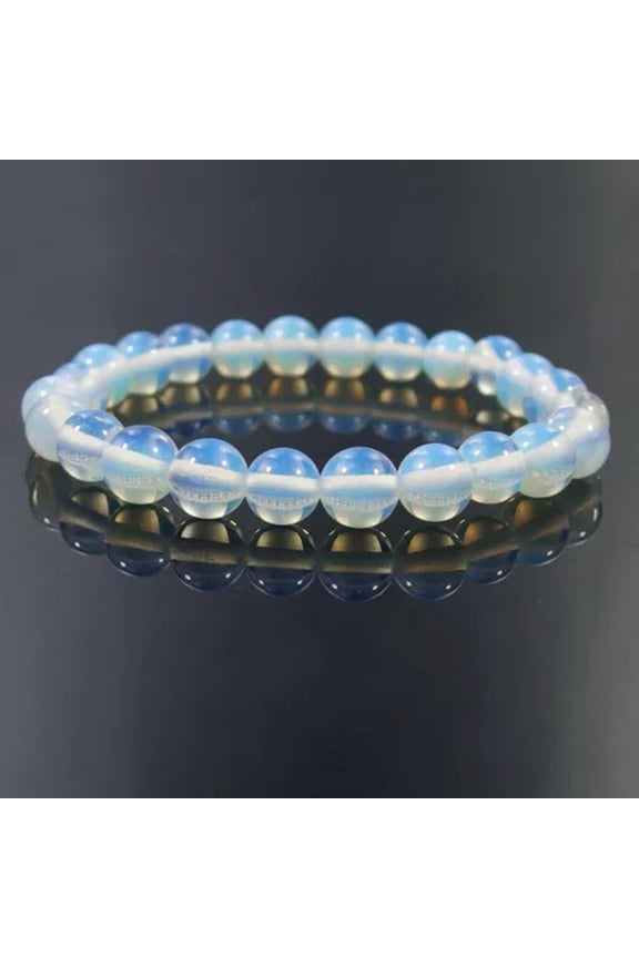 10pcs 8mm Natural Gemstone Beads Stretchy Bracelet Agate Jade Crystal Healing-opal-7 1/2"(26pcs beads)