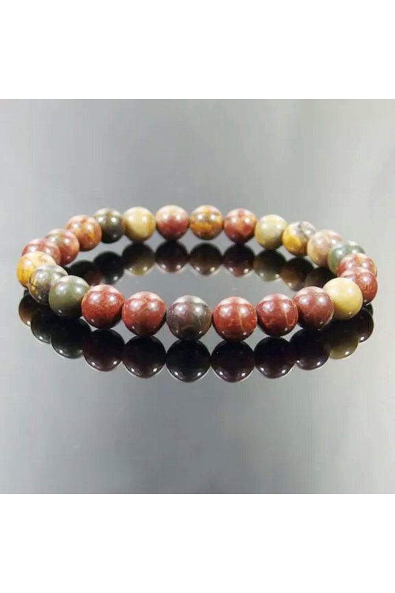 10pcs 8mm Natural Gemstone Beads Stretchy Bracelet Agate Jade Crystal Healing-picasso jasper-7 1/2"(26pcs beads)