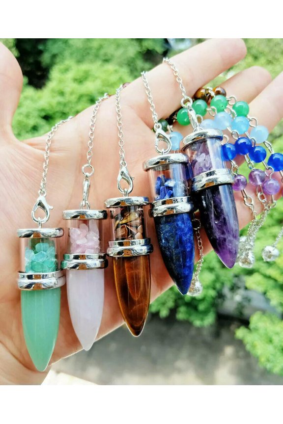 10pcs Amethyst Vary Stone Chakra Pendulum Pendants Energy Reiki Healing Amulet