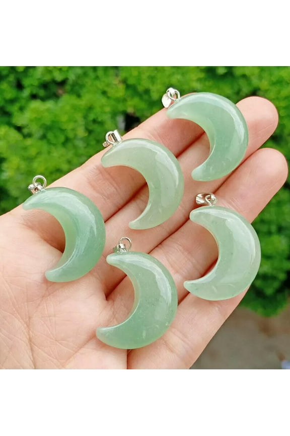10pcs Aventurine Gems stone Pendants Moon Chakra Reiki Healing Amulet Energy