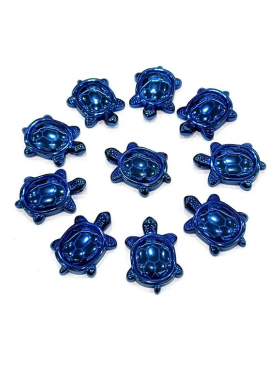 10pcs Blue Carved Hematite Turtle Pendant Bead 40x40x7mm Jewelry Making