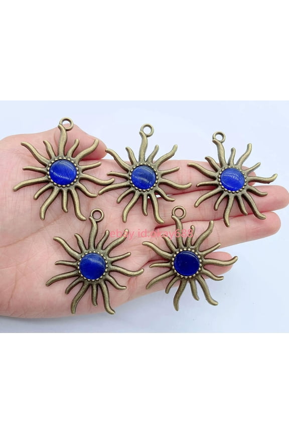 10pcs Blue Cat Eye Gems stone Sun Pendants Chakra Energy Reiki Healing Amulet