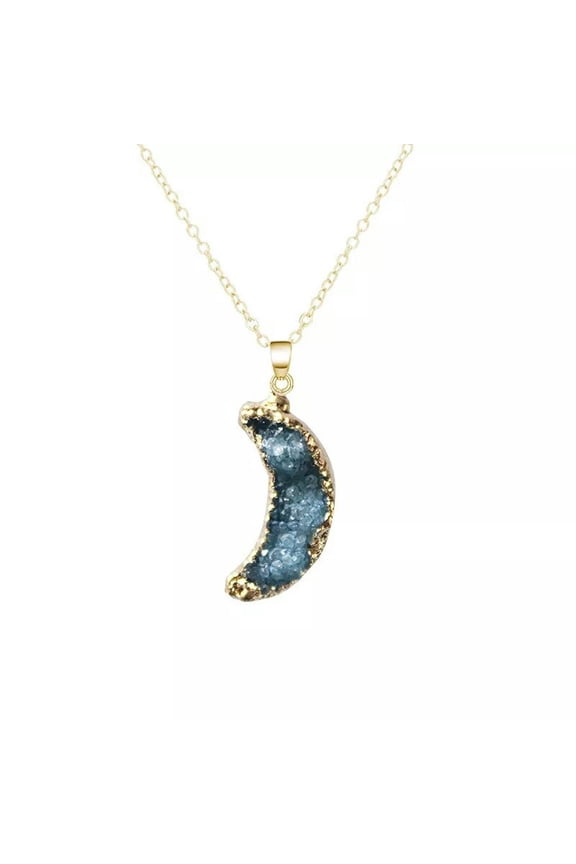10pcs Blue Random Stone Pendant Necklace Moon Necklaces Quartz Jewelr