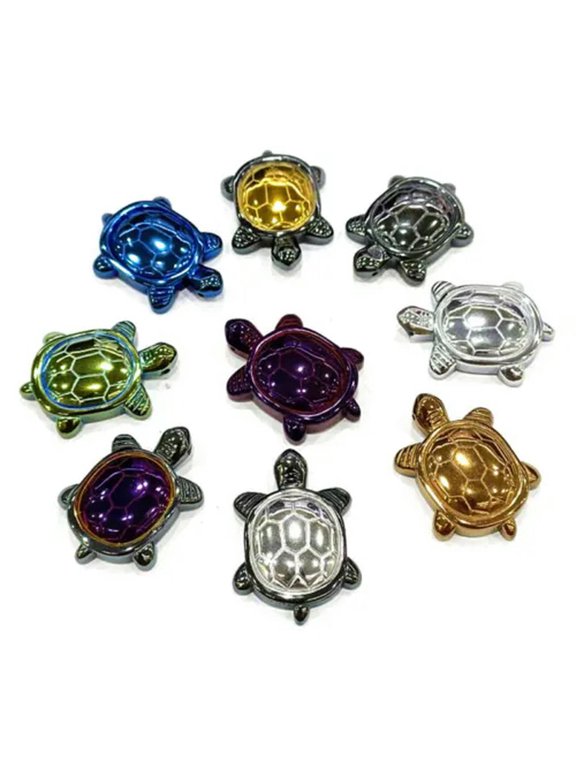 10pcs Carved Mixed Hematite Turtle Pendant Bead 40x40x7mm Jewelry Making