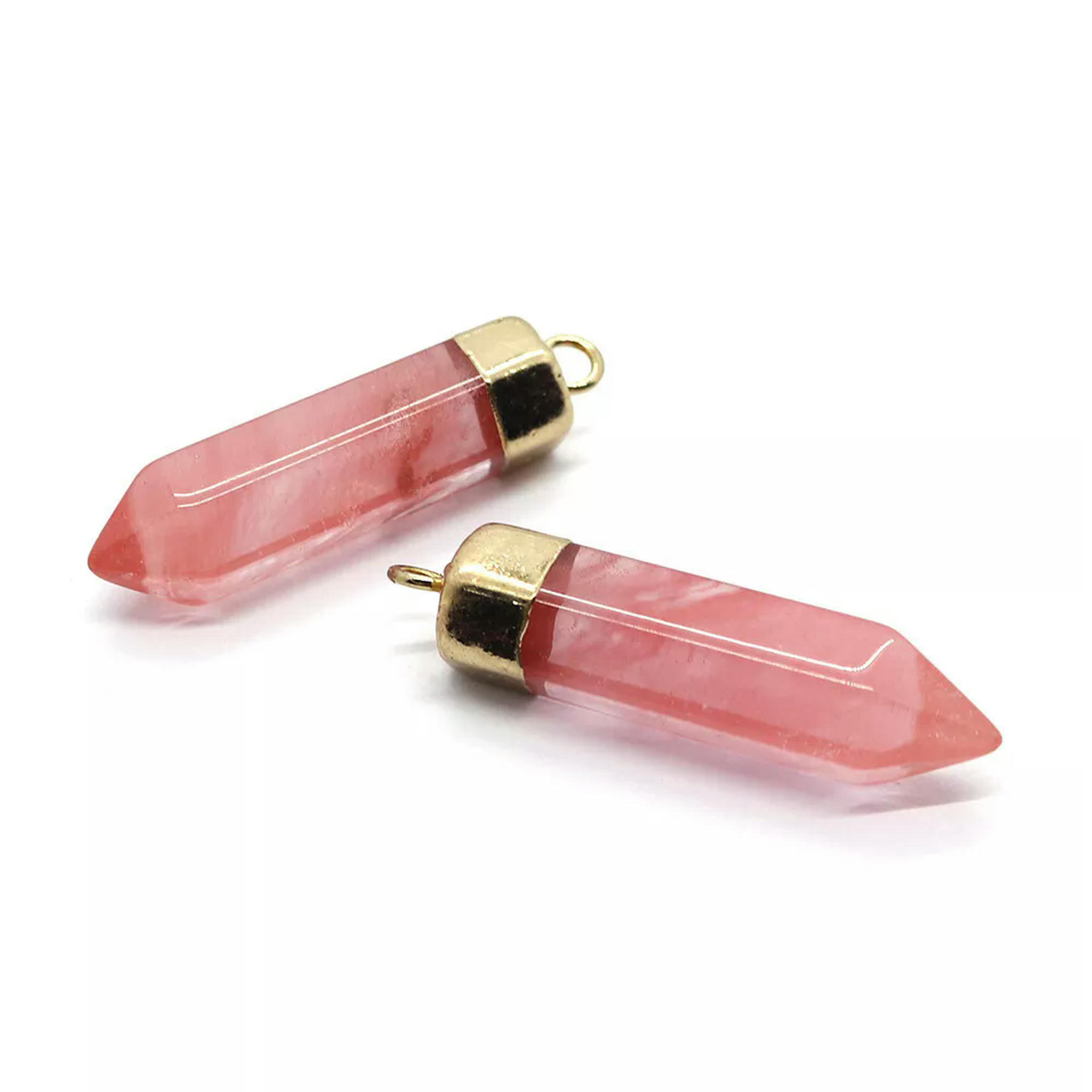Quartz Column HOOUN 10pcs Cherry Quartz Column Natural Stone Crystal Healing Chakra ...