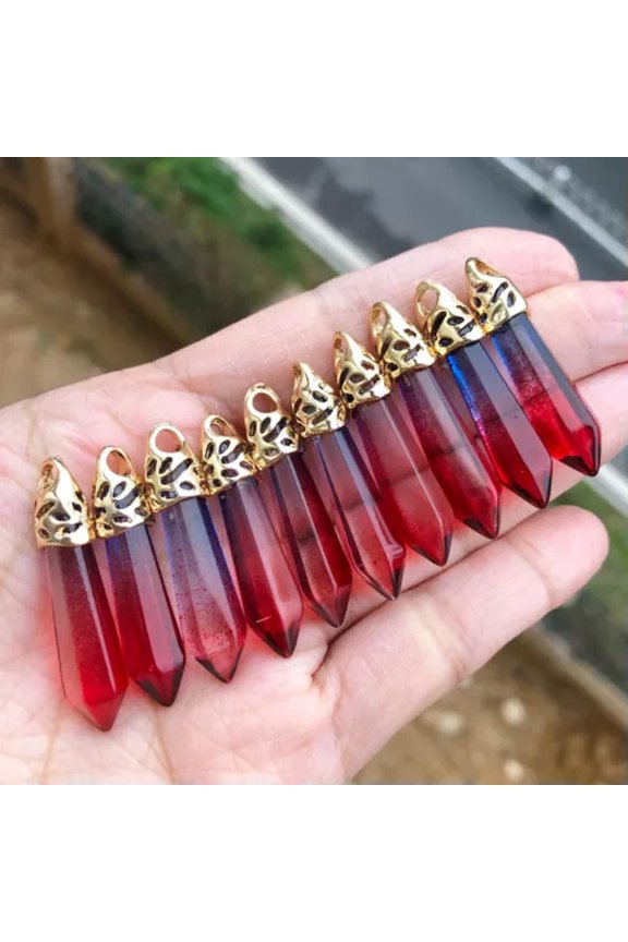 10pcs Colors Crystal Gold Hexagon Point Pendant Chakra Reiki Healing Amulet