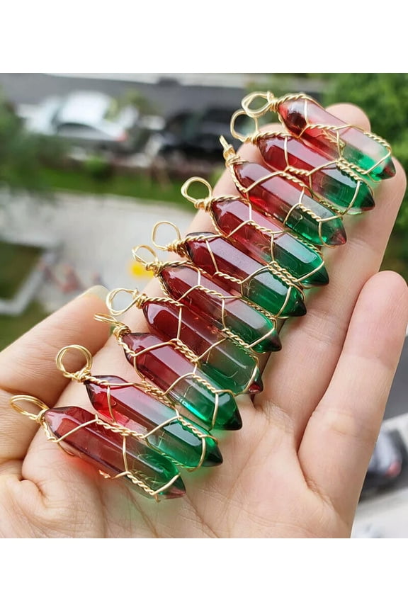 10pcs Colors Crystal Hexagon Point Pendant Chakra Reiki Healing Amulet