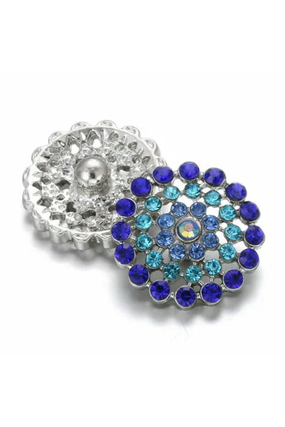 10pcs Crystal 18mm Rhinestone Metal Snap Buttons Fit Snap Bracelet Jewelry Gift-Blue