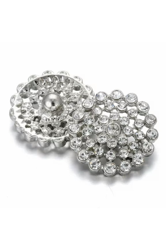 10pcs Crystal 18mm Rhinestone Metal Snap Buttons Fit Snap Bracelet Jewelry Gift-Crystal