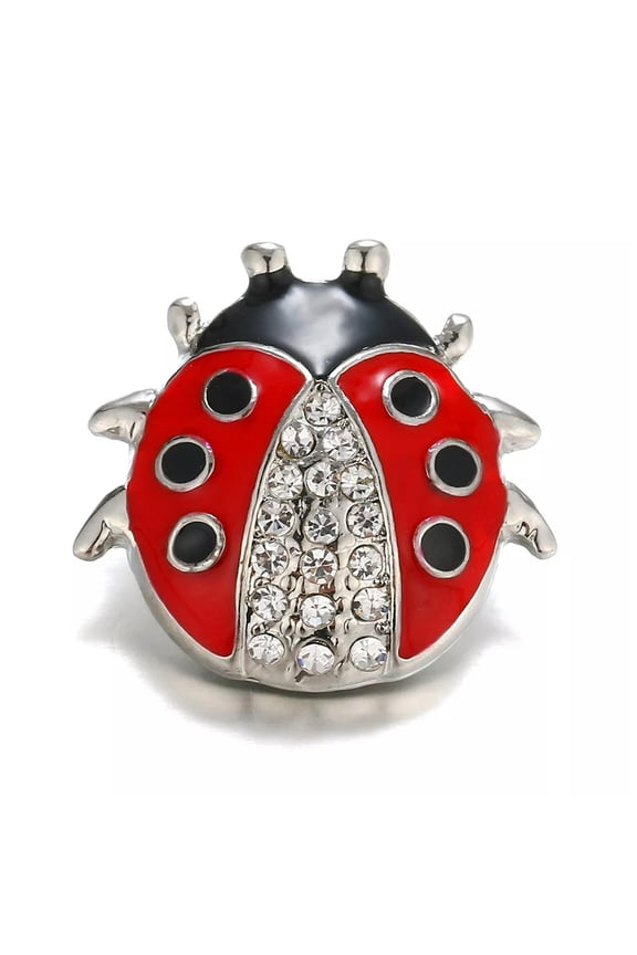 10pcs Crystal Silver Beetle Chunk Charm Ginger Snap Button Fit 18mm Snap Jewelry