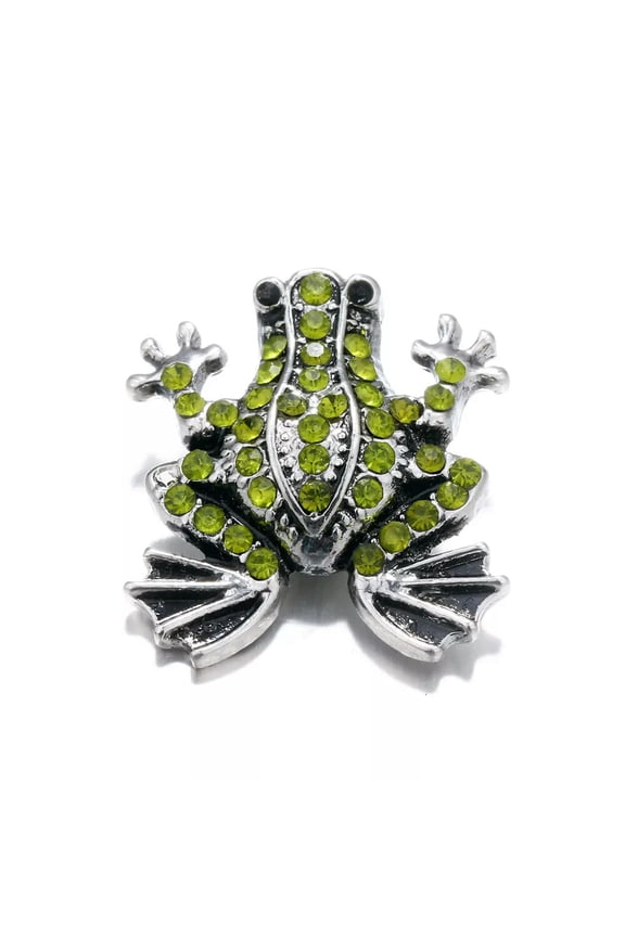 10pcs Frog Design Crystal Charm Chunk Snap Button Fit 18mm Drill Snap Jewelry