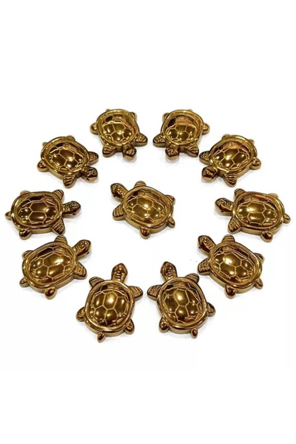 10pcs Gold Carved Hematite Turtle Pendant Bead 40x40x7mm Jewelry Making