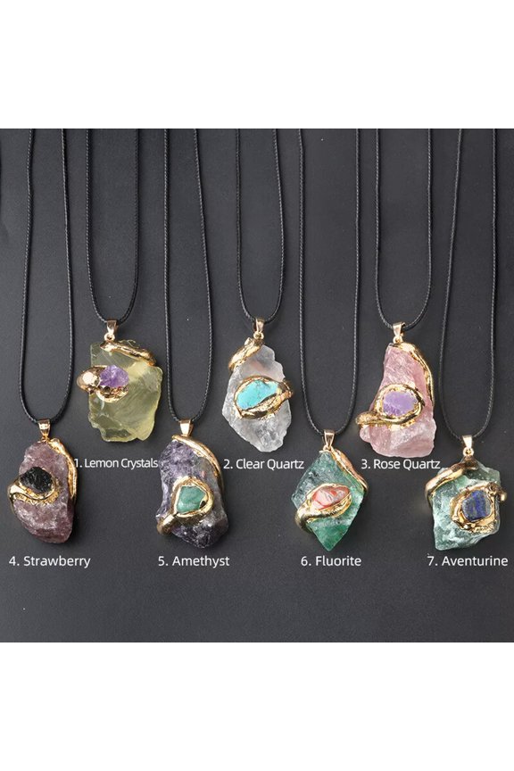 10pcs Gold-Plated Crystal Original Stone Pendant Irregular Multicolor Quartz Gem