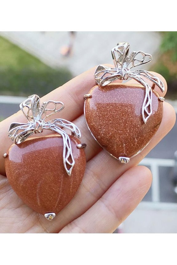 10pcs Gold sand Gems Heart Pendants Couple Love Magic Reiki Healing Amulet