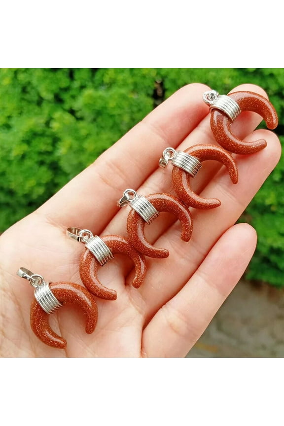 10pcs Gold sand Gems stone Moon Pendants Prism Magic Reiki Healing Amulet