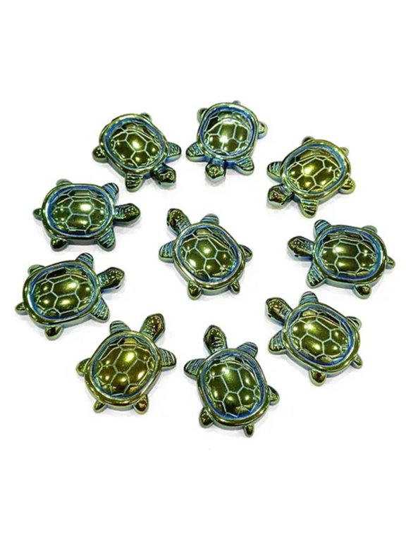 10pcs Green Carved Hematite Turtle Pendant Bead 40x40x7mm Jewelry Making