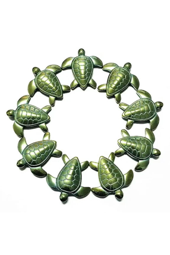 10pcs Green Hematite Carved Sea Turtle Pendant Bead 43x43x7mm Jewelry Making