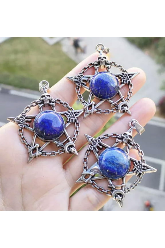 10pcs Lapis Lazuli Gems Star Skull Moon Pendants Chakra Reiki Healing Amulet