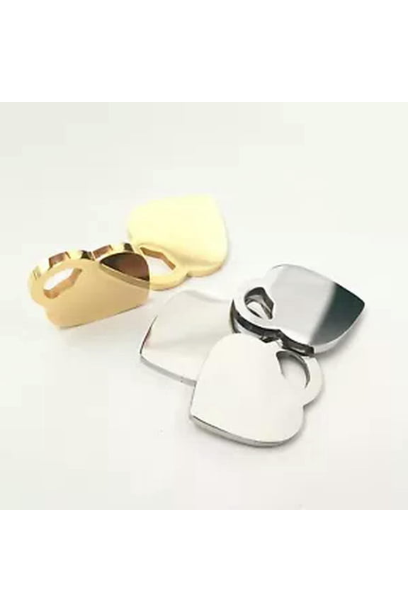 10pcs Lot Gold/ Silver Heart Love Tag Stainless Steel Pendants Charms Marking-silver