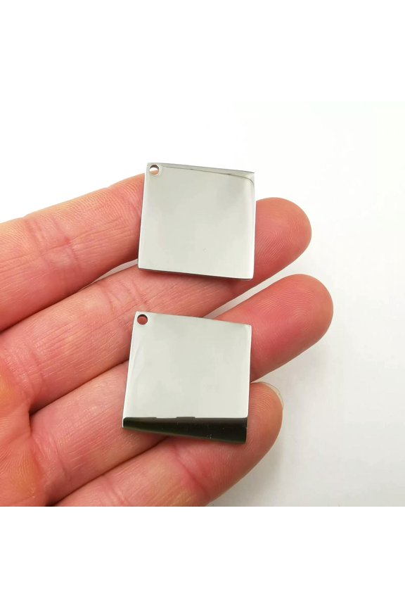 10pcs Lot Square Army Card Tag Stainless Steel Pendants Charms Jewelry Marking