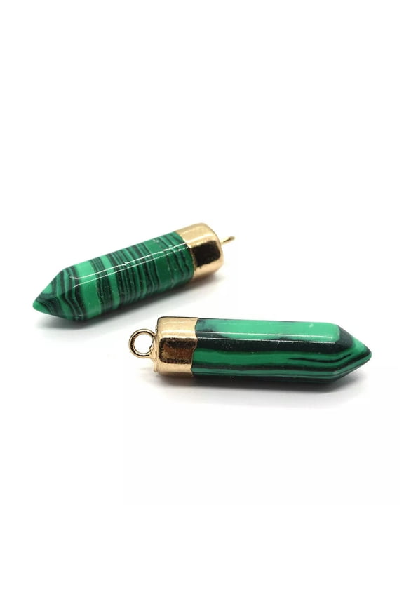10pcs Malachite Column Natural Stone Crystal Healing Chakra For Jewelry