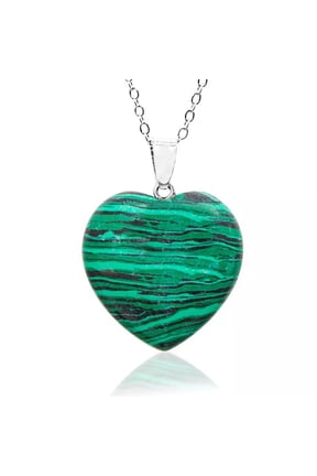 10pcs Malachite Stone Crystal Healing Necklace Heart Shaped Chakra Necklace