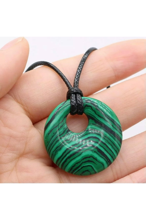 10pcs Malachite Stone Pendant Necklace Round Big Crystal Jewelry Women