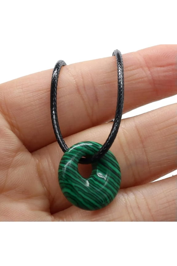 10pcs Malachite Stone Pendant Necklace Simple Round Shape Crystal Jewelry