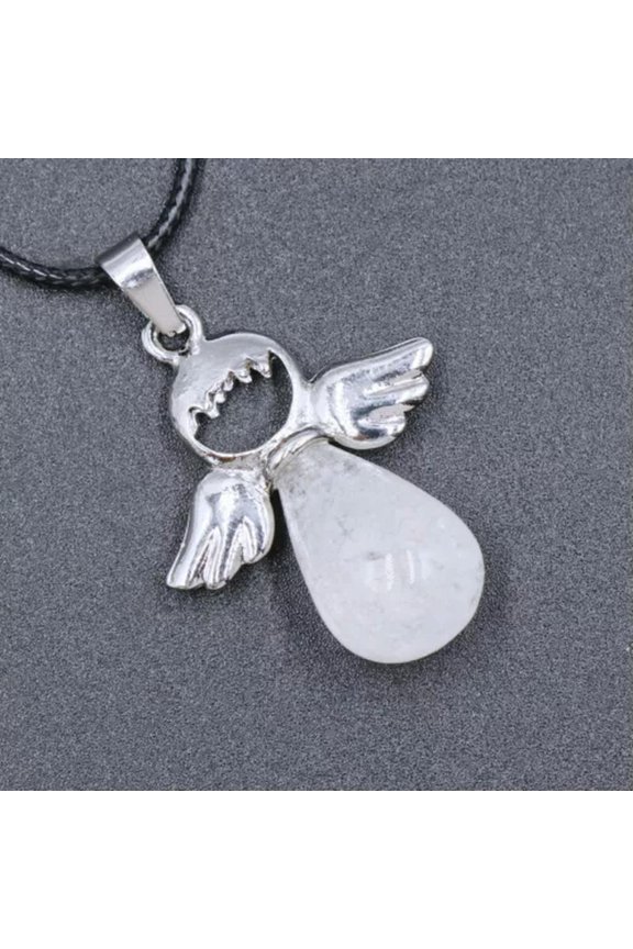 10pcs Mix Agate stone Angel Pendants Necklace 17.5'' Chakra Reiki Healing Amulet-Rock Quartz