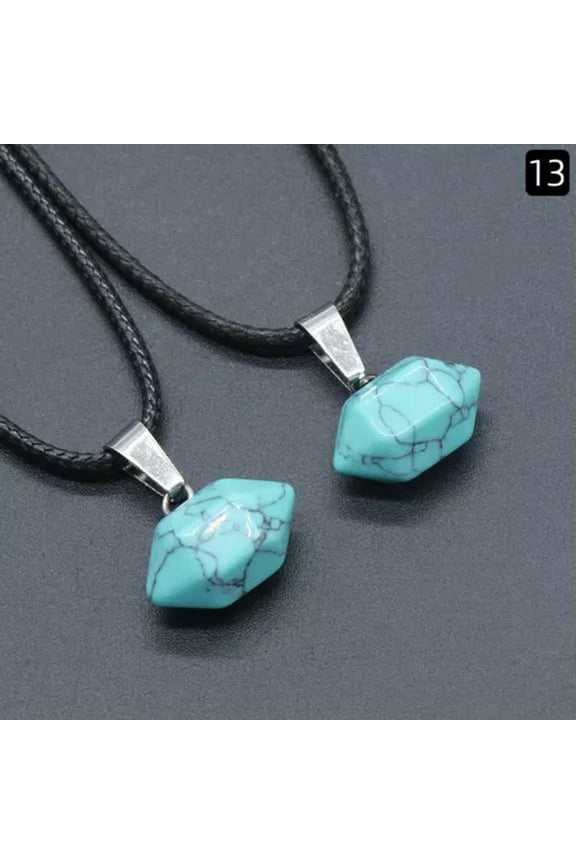 10pcs Mix Chakra stone Gems Healing mini Hexagonal Pointed Reiki Pendants-Blue Turquoise