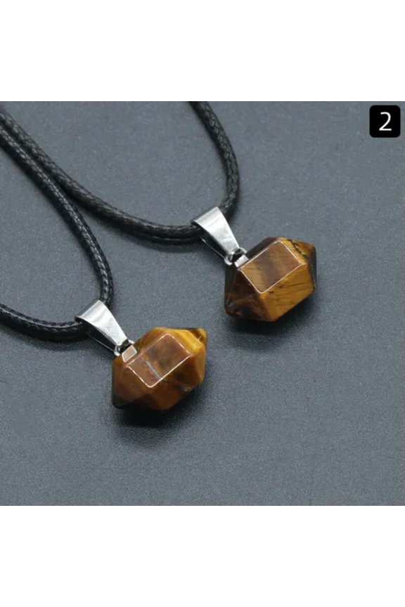 10pcs Mix Chakra stone Gems Healing mini Hexagonal Pointed Reiki Pendants-Tiger Eye