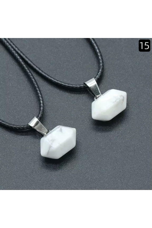 10pcs Mix Chakra stone Gems Healing mini Hexagonal Pointed Reiki Pendants-White Turquoise