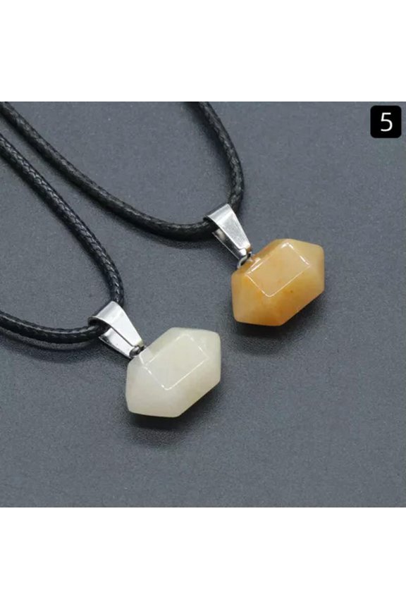 10pcs Mix Chakra stone Gems Healing mini Hexagonal Pointed Reiki Pendants-Yellow Jade