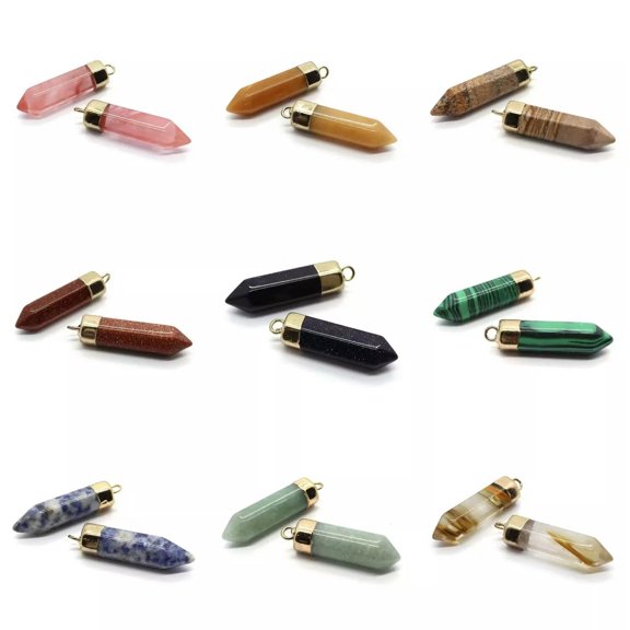 HOOUN 10pcs Mix Color Column Natural Stone Crystal Healing Chakra For Jewelry