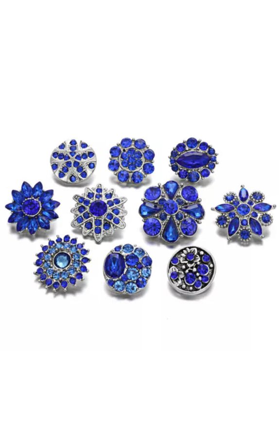 10pcs Mixed Crystal 18mm Snap Buttons Jewelry Fit DIY Snap Bracelets & Bangles-Color 1