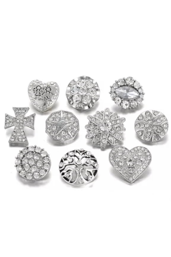 10pcs Mixed Crystal 18mm Snap Buttons Jewelry Fit DIY Snap Bracelets & Bangles-Color 5