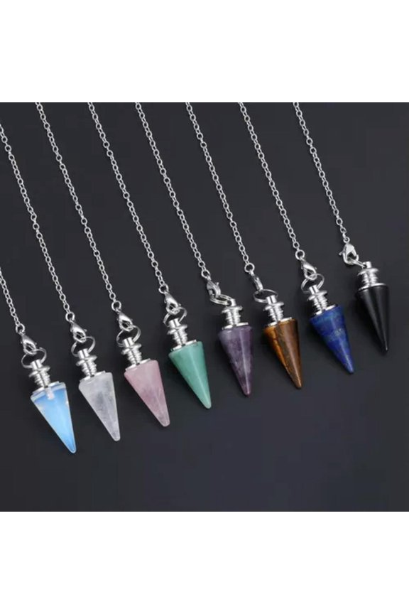 10pcs Mixed Natural Stone Magic Pendulum Pendant Energy Power Reiki Healing