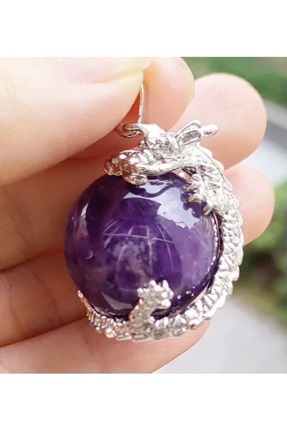 10pcs Natural A Amethyst Gems Dragon Pendants Chakra Reiki Healing Amulet