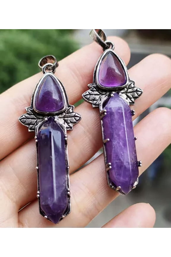 10pcs Natural Amethyst Gems stone Pendants Magic Reiki Healing Amulet