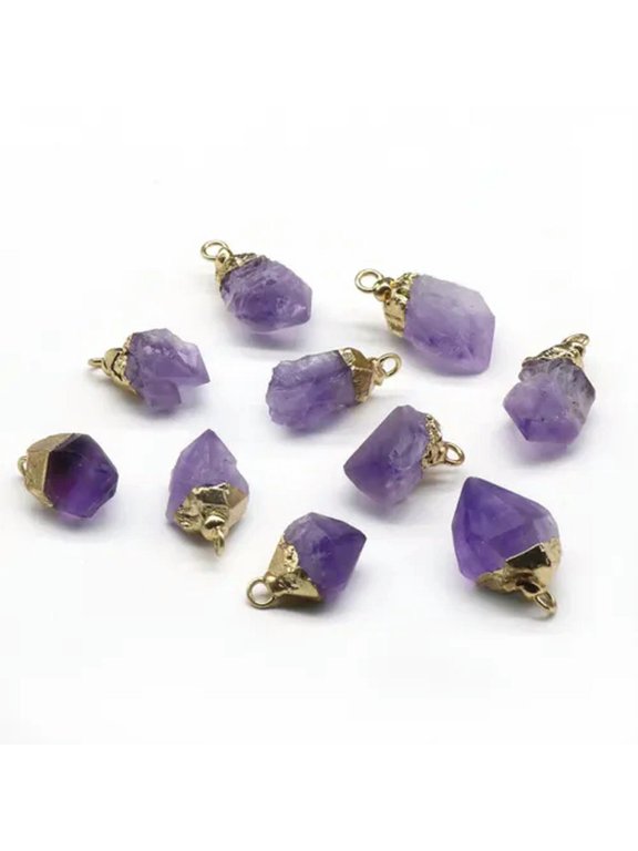 10pcs Natural Amethyst Stone Crystal Freeform Pendant Pendants Necklace