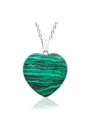 10pcs Natural Crystal Healing Stone Necklace Heart Shaped Chakra Necklace 3cm-Malachite